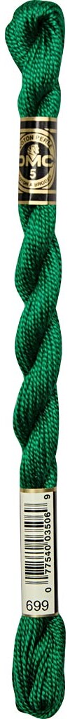 Dmc Perlegarn - Nr. 5 - Grøn - 699 - 300 M - 12x25 M
