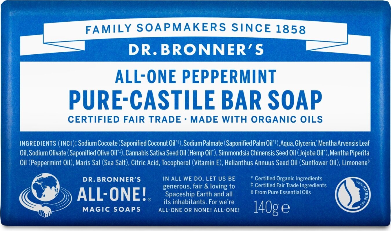 Dr. Bronner's Dr. Bronner's – Sæbe i bar form, pebermynte, 140 g