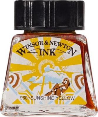 Winsor & Newton - Tegne Blæk - 14 Ml - Solskin Gul