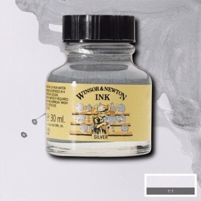 Winsor & Newton - Drawing Ink - Blæk - Sølv 30 Ml