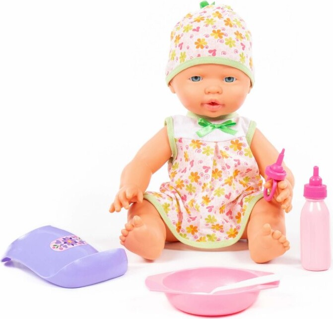 Babydukke Pige Med Tilbehør - Grøn - Jolly Baby Doll - 35 Cm - 6 Dele