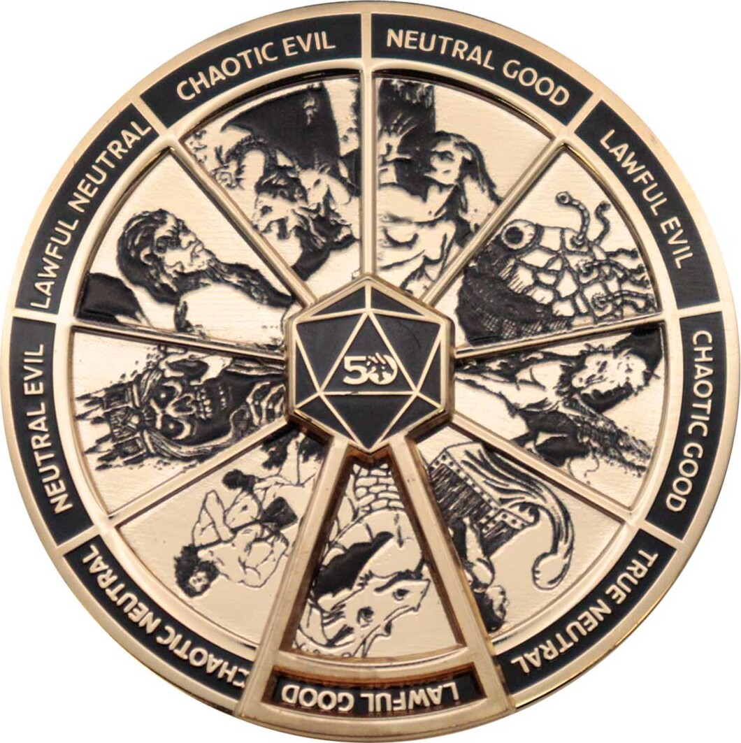 Dungeons & Dragons 24k Gold Plated Alignment Spinner Pin Badge
