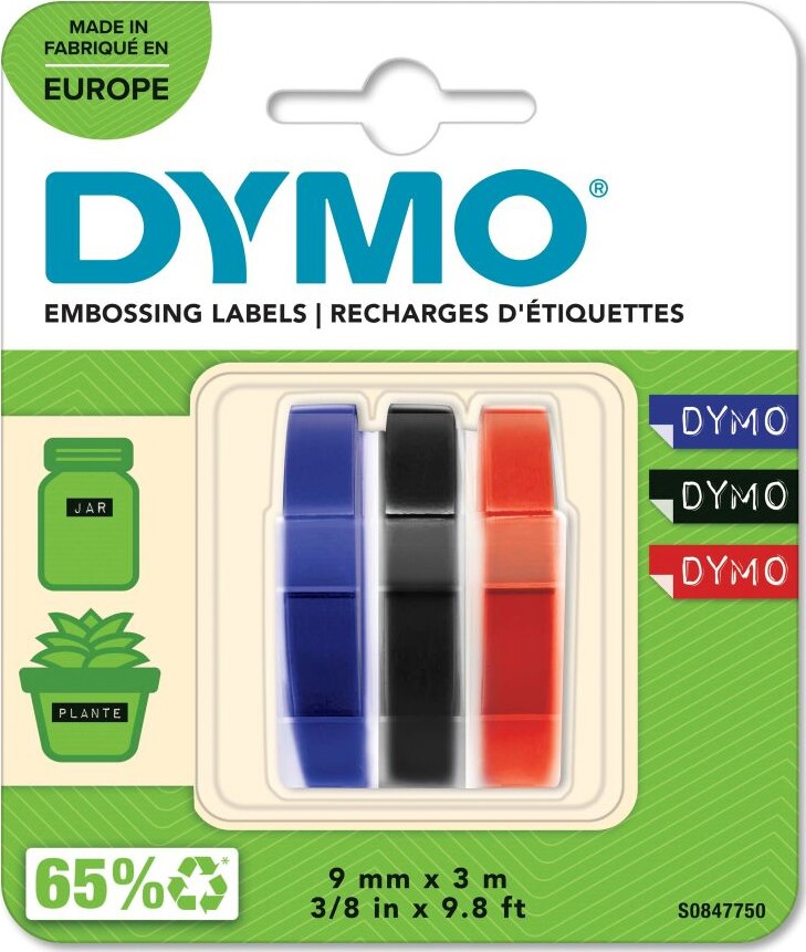 Billede af Dymo - Embosser Tape 9mm X 3m (3 Pack) (s0847750)