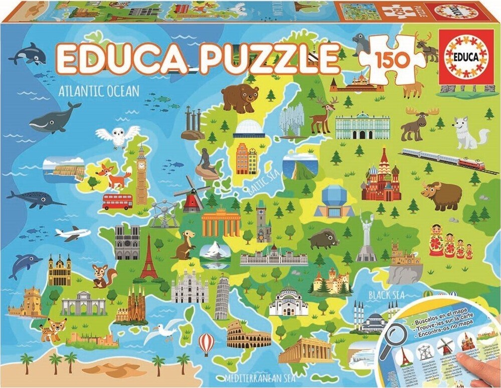Educa - 150 Brikker - Kort Over Europa Puslespil