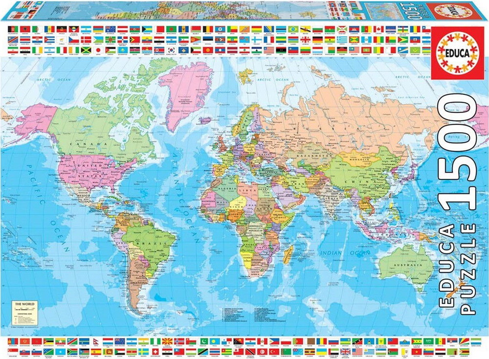 Educa - Verdenskort Puslespil - 1500 Brikker