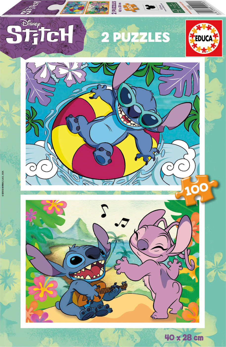 Educa - Puslespil Med 2x100 Brikker - Disney Stitch