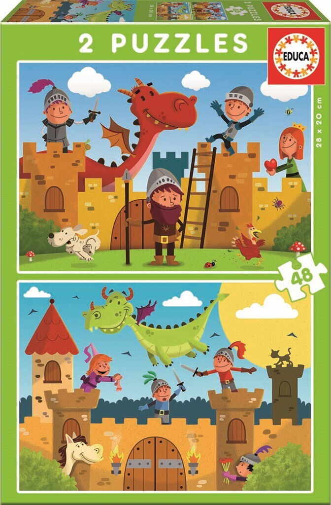 Educa - Drager Og Riddere - 2x48 Brikker