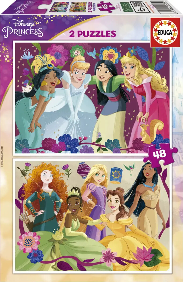 Disney Princess Puslespil - 2x48 Brikker - Educa