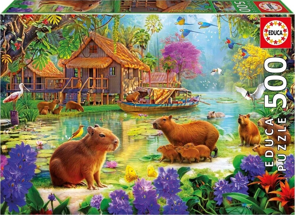 Educa - Capybara Village Puzzle - 500 Brikker - Puslespi Med Dyr