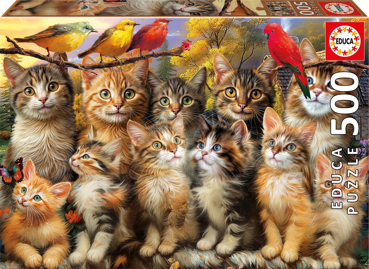 Educa - Kittens And Birds Puzzle - 500 - Katte Puslespil