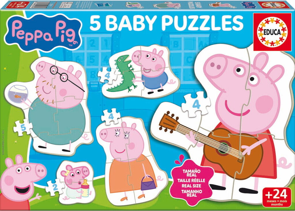 Educa - Peppa Pig - 5 Baby Puzzles - Gurli Gris Puslespil