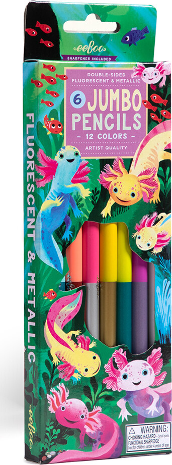 Tykke Farveblyanter - Dobbeltsidet - Axolotl - 6 Stk - Eeboo