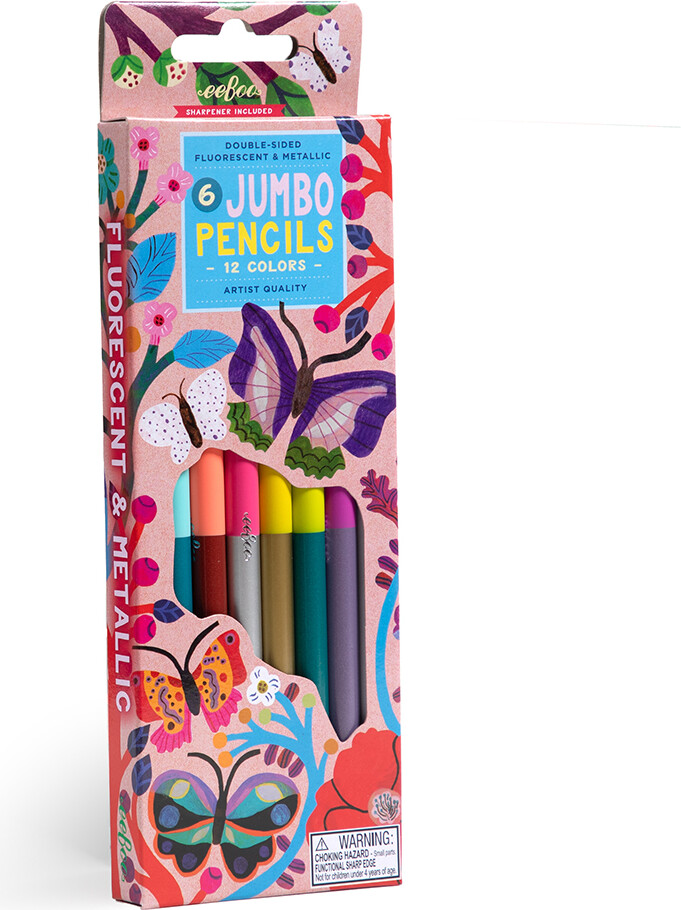 Tykke Farveblyanter - Dobbeltsidet - Sommerfugle - 6 Stk - Eeboo