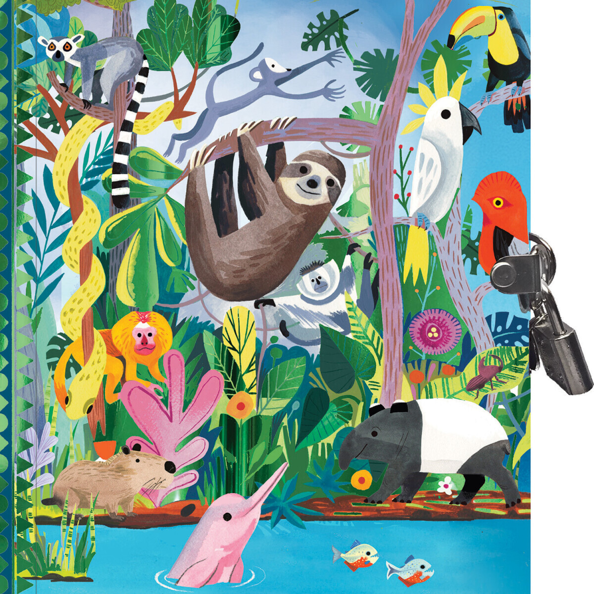 Dagbog Med Lås Til Børn - Regnskoven - Eeboo - Bog