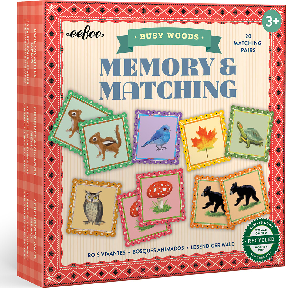 Eeboo - Memory Vendespil - Skovens Dyr - 40 Kort