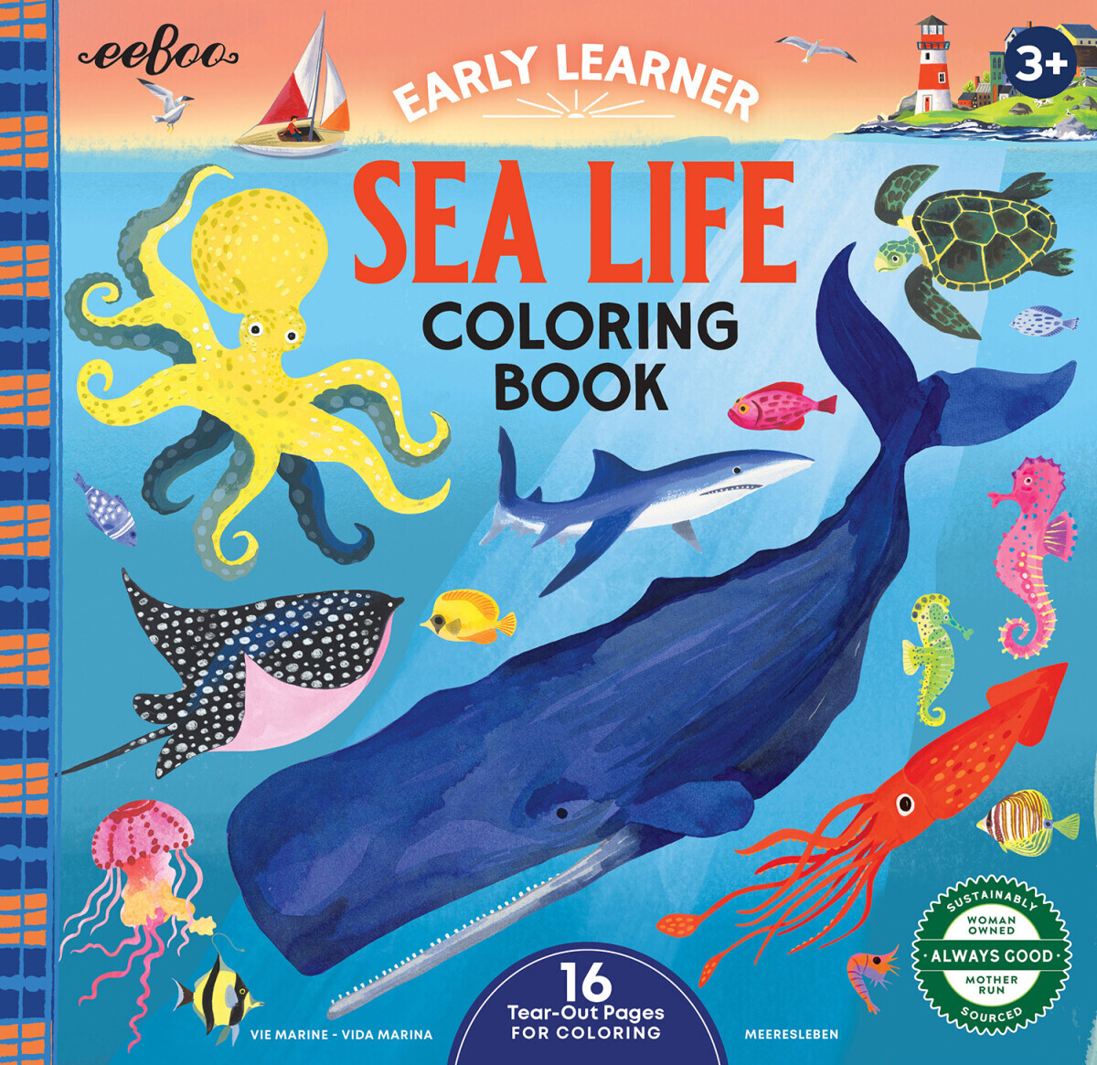 Eeboo - Early Learner Sea Life Coloring Book - 32 Sider Malebog - Bog