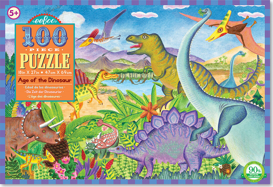 Eeboo - Puslespil 100 Brikker - Dinosaurer