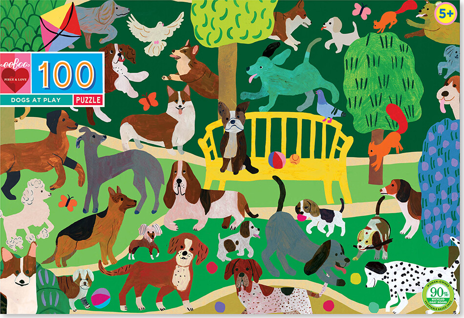 Eeboo Puslespil - Hunde I Leg - 100 Brikker