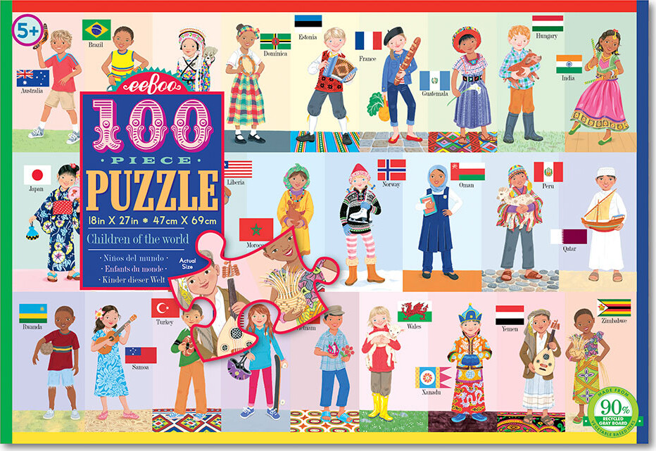 Eeboo - Puslespil 100 Brikker - Verdens Børn