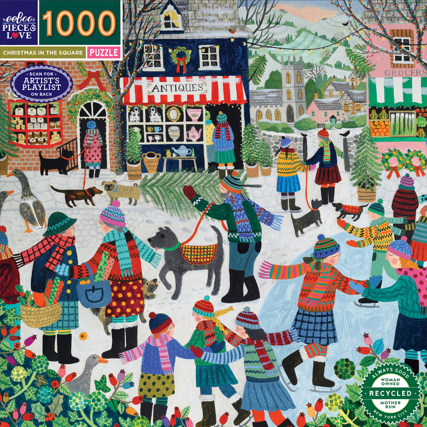 Eeboo Puslespil - Christmas In The Square - 1000 Brikker