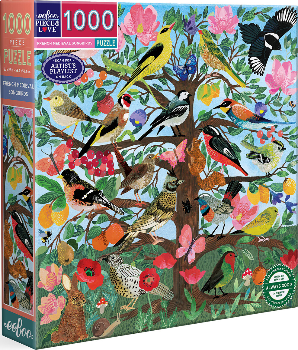 Eeboo - French Medieval Songbirds Puzzle - 1000 Brikker - Puslespil