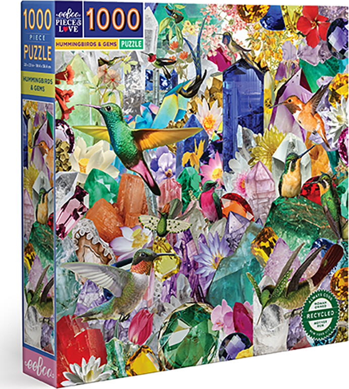 Eeboo - Puslespil 1000 Brikker - Hummingbirds And Gems