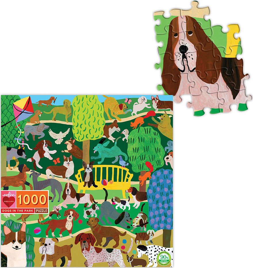 Eeboo - Puslespil 1000 Brikker - Hunde I Parken