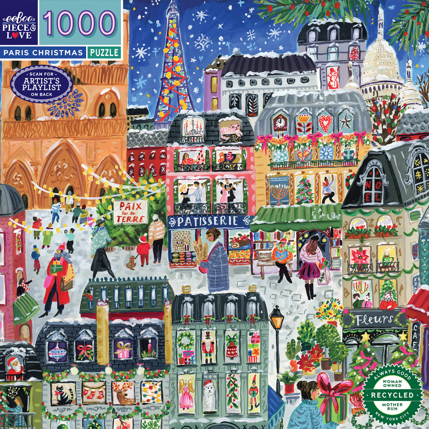 Eeboo Puslespil - Paris Christmas - 1000 Brikker