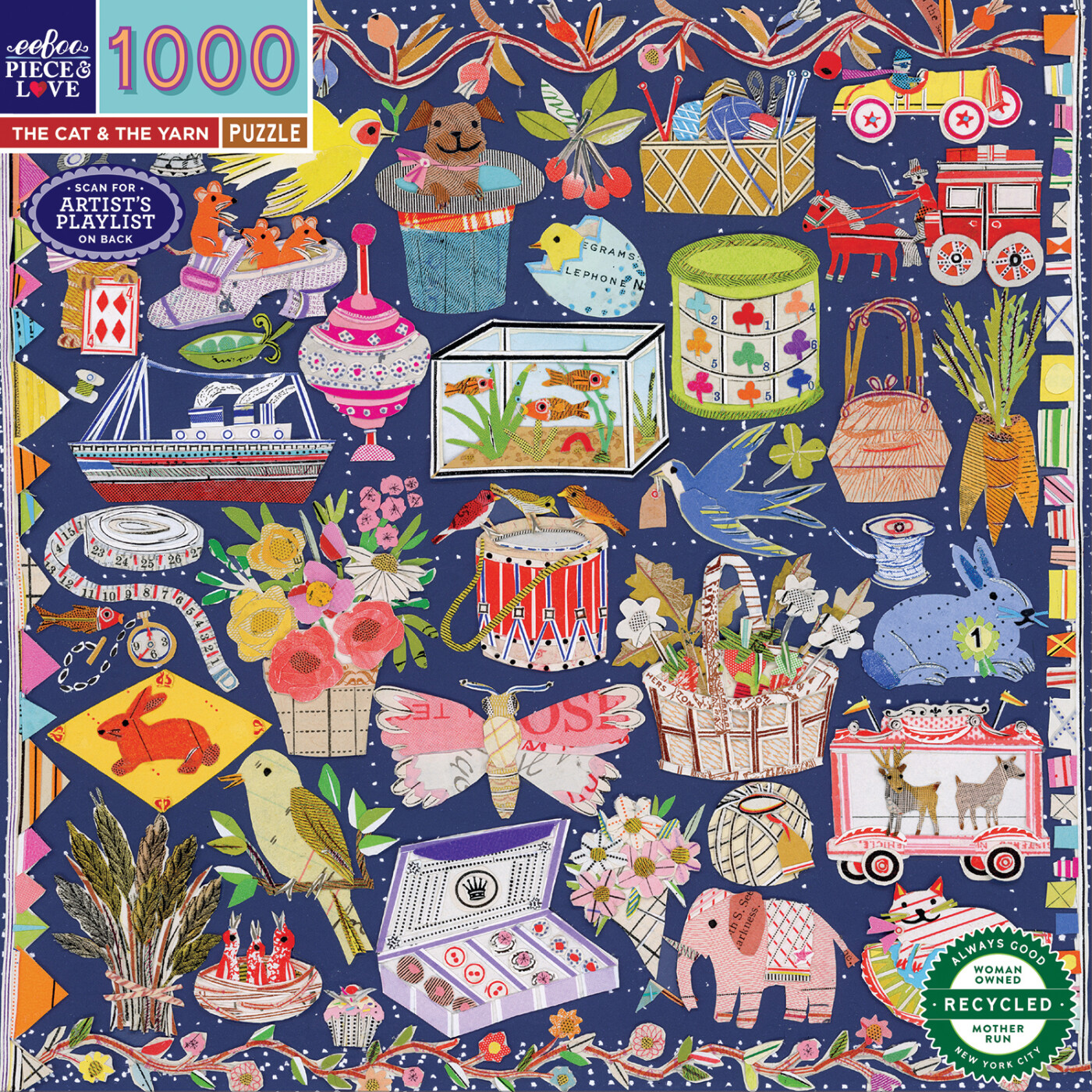 Eeboo - Puslespil 1000 Brikker - The Cat Og The Yarn
