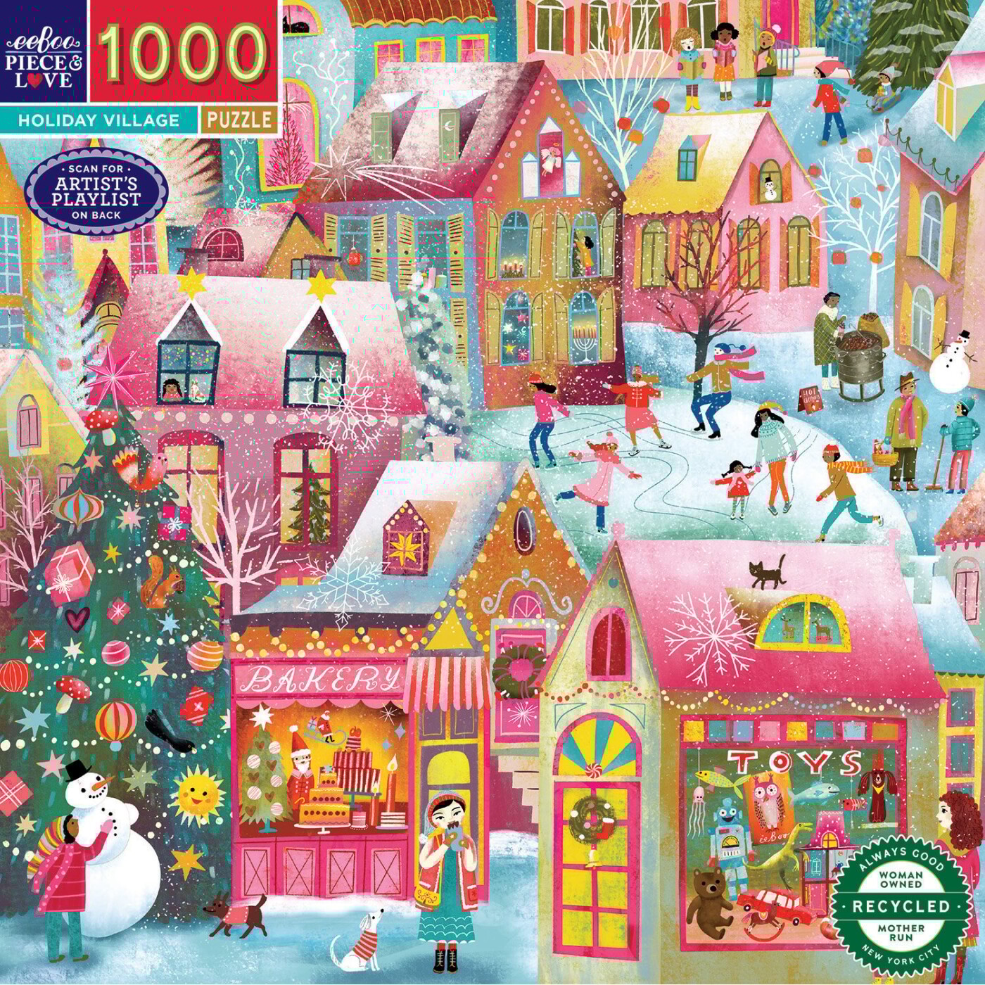 Eeboo Puslespil - Holiday Village - 1000 Brikker