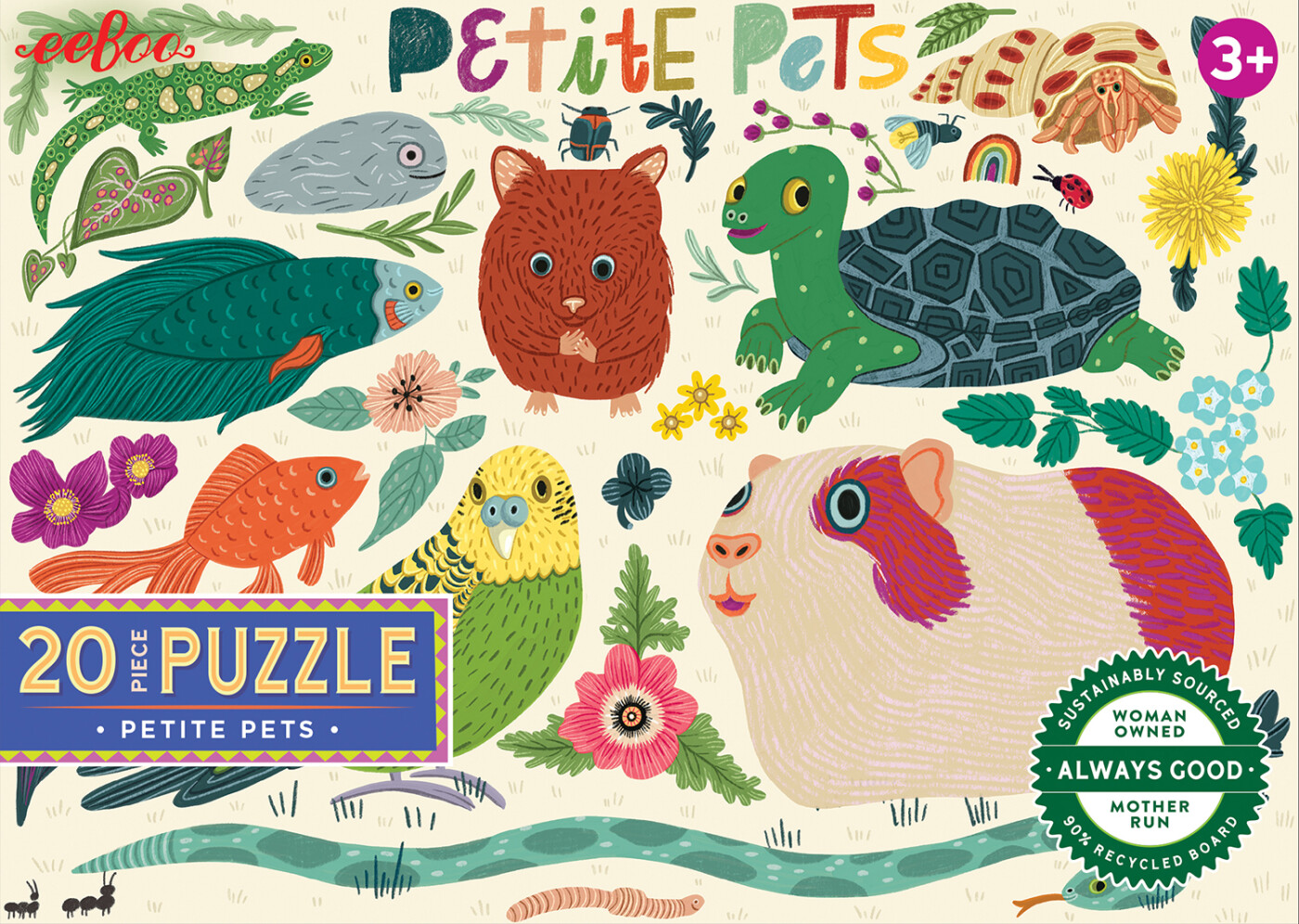 Eeboo - Petite Pets - 20 Brikker - Puslespil