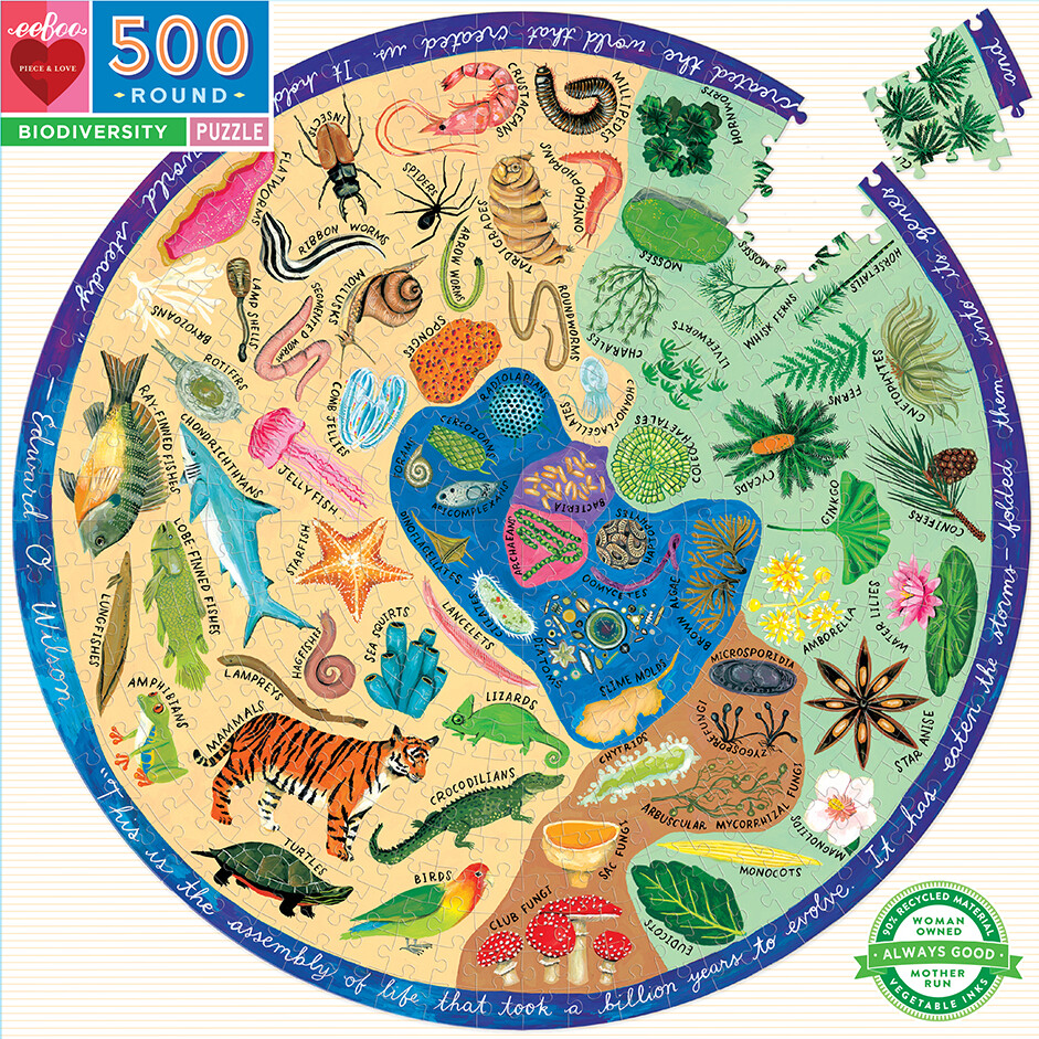 Eeboo - Puslespil - Rundt - 500 Brikker - Biodiversitet