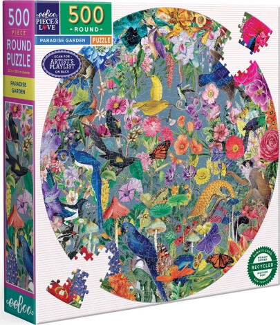 Eeboo - Rundt Puslespil 500 Brikker - Paradise Garden