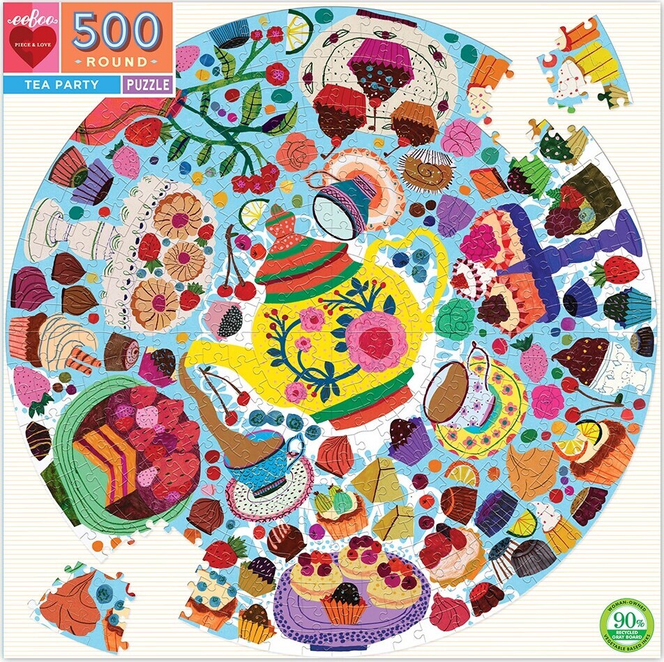 Eeboo Puslespil - 500 Brikker - Tea Party - Rundt