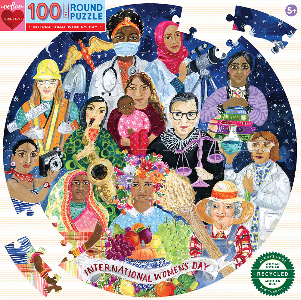 Eeboo - Rundt Puslespile 100 Brikker - International Women's Day