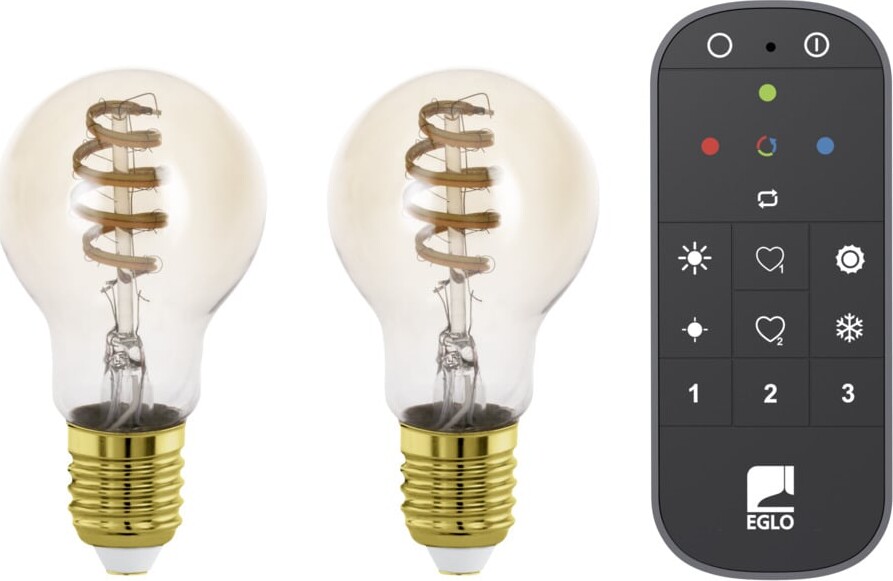 Eglo Connect-z E27 Led A60 Amber - 2 Stk. Spiral Smartpærer Med Fjernbetjening, Zigbee, Matter & Thread