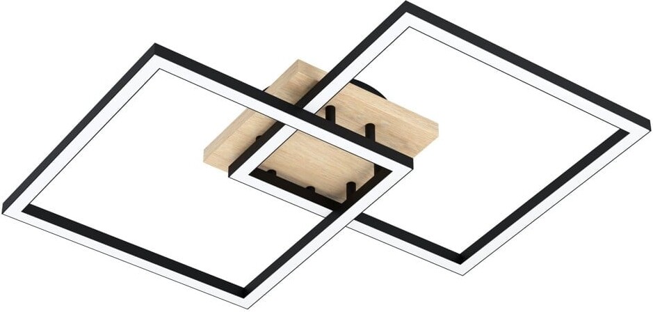 Eglo Lomaltas-z Smart Ceiling Lamp - Black & Oak - 49.5x77 Cm - Tunable White - Zigbee & Bluetooth