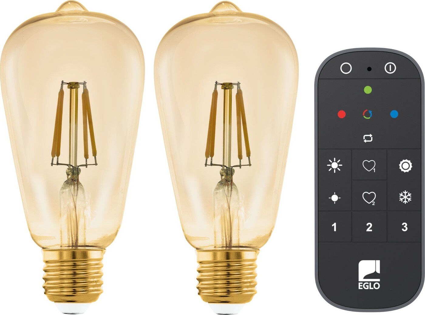 Eglo - Sæt 2x E27 St64 Amber, Fjernbetjening - Varm Hvid - Zigbee, Bluetooth