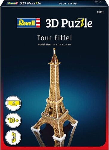 Eiffeltårnet 3d Puslespil - Revell 3d Puzzle - 20 Brikker - 34 Cm