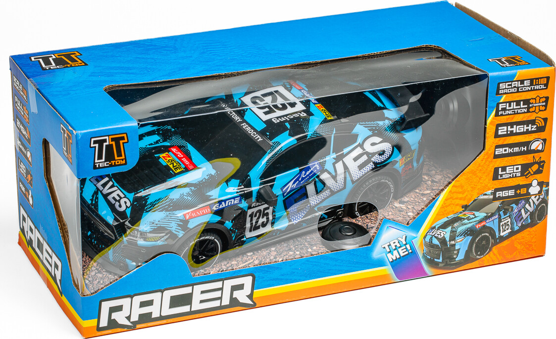 Fjernstyret Bil Med Lys - Elves - 1:18 - 2,4 Ghz - Blå