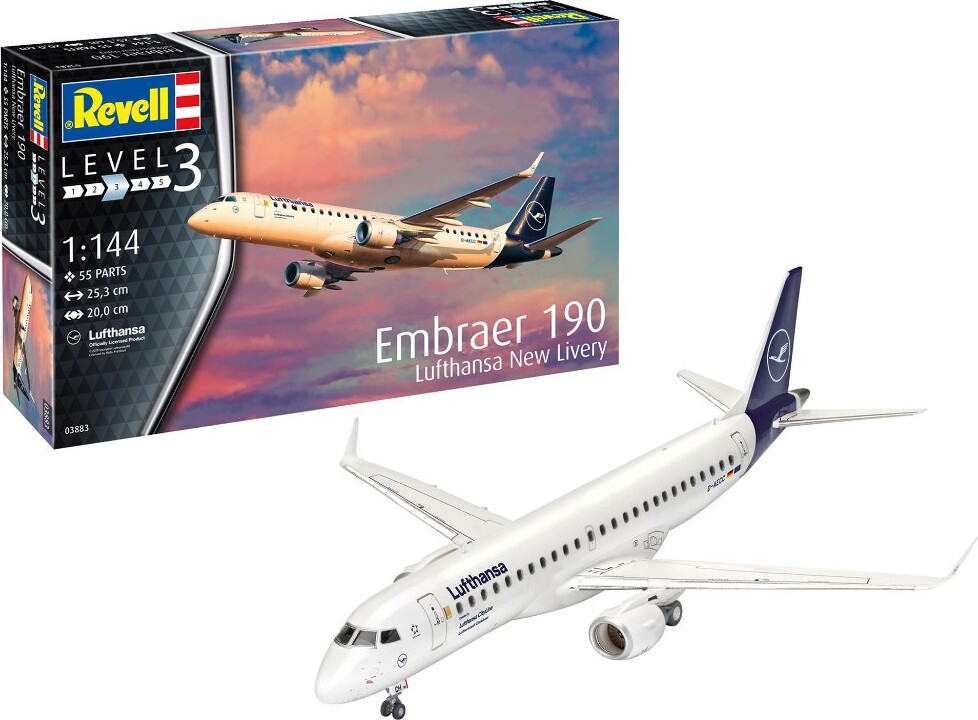 Revell - Embraer 190 Fly Byggesæt - 1:144 - Level 3 - 03883