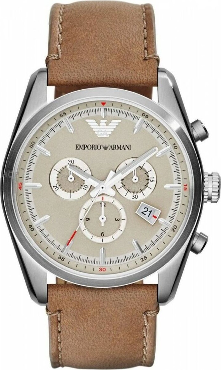 Emporio Armani Ar6040 - Herreur - 43 Mm - Brun Sølv Farvet