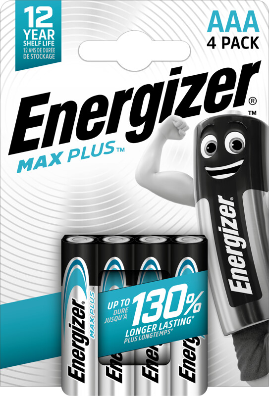 Batteri, Energizer Alkaline Max Plus, AAA, 1,5 V, 4 stk