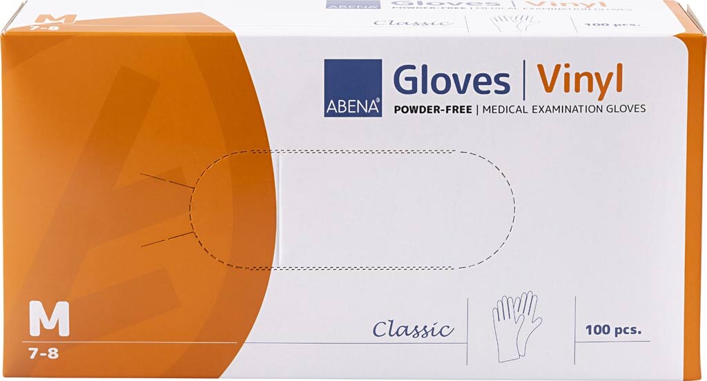 Abena - Engangshandsker I Vinyl - Pudderfri - Str. M - 100 Stk.
