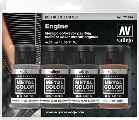 Vallejo - Metal Color Maling Sæt - Engine - 4x32 Ml