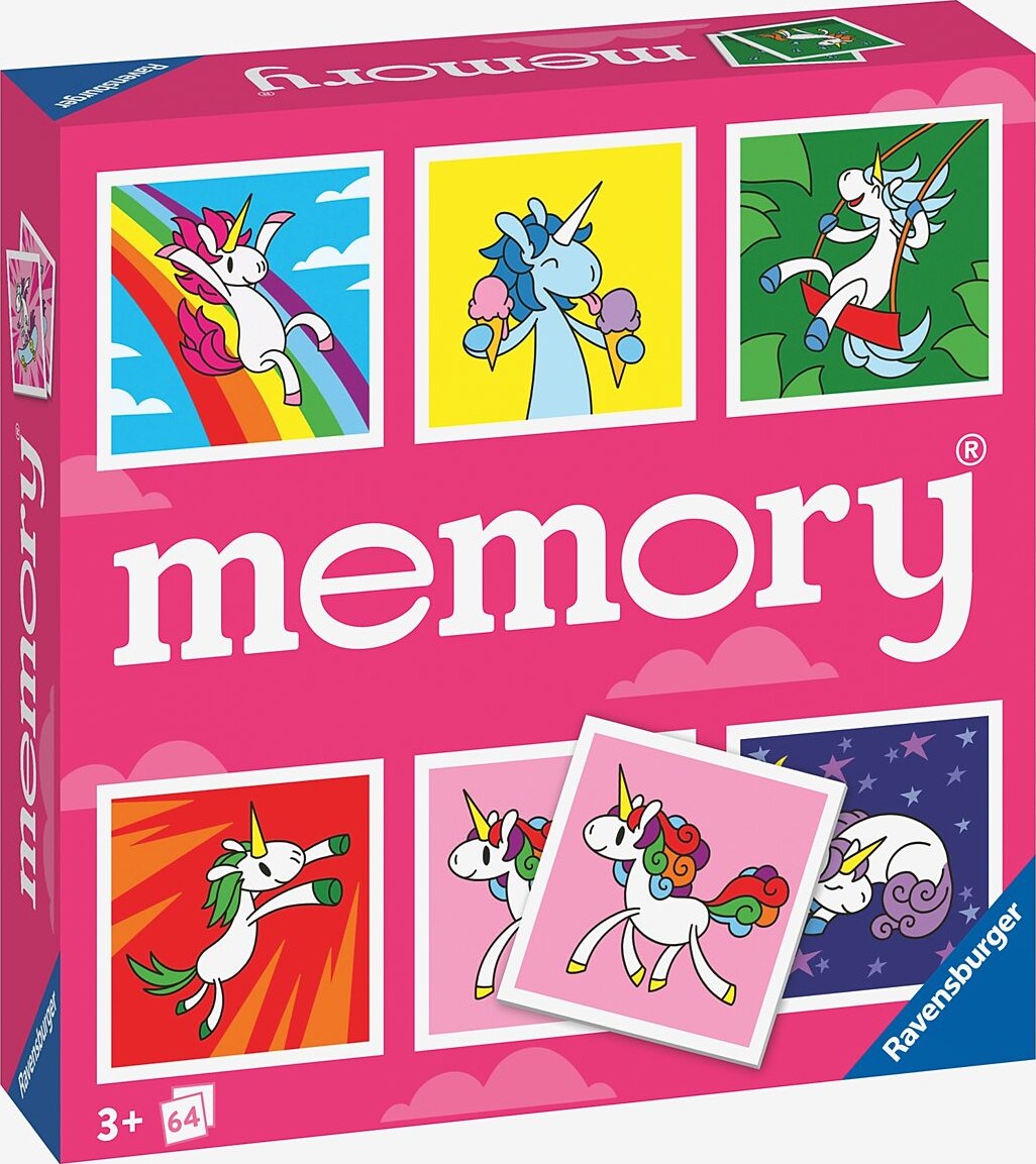 Ravensburger - Enhjørning Memory - Huskespil - 64 Brikker