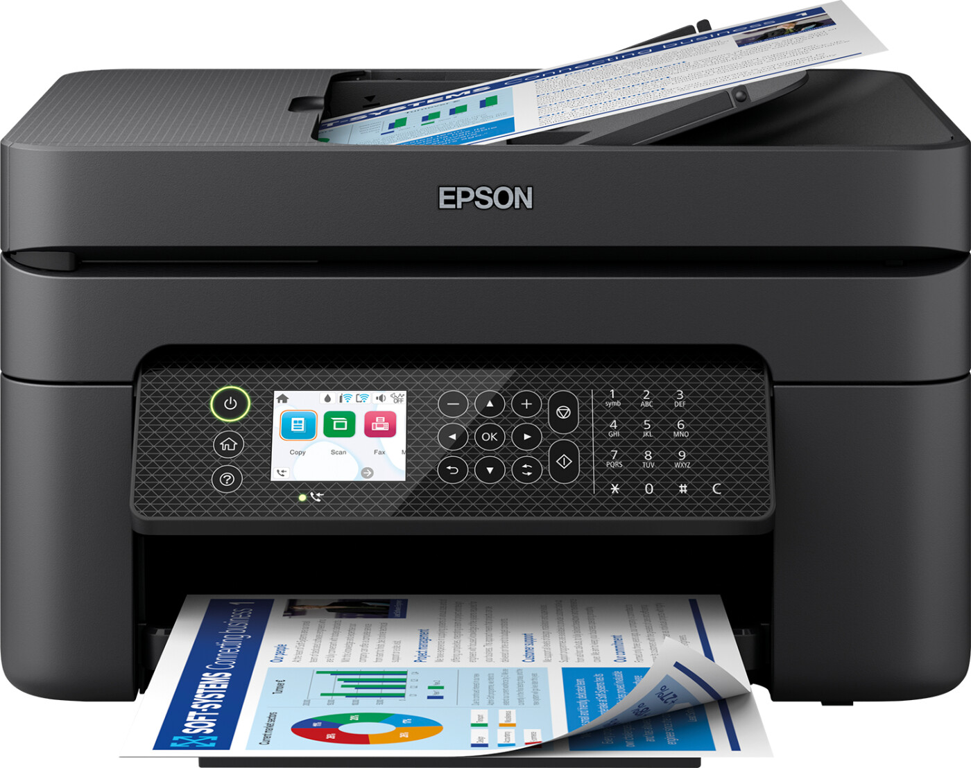 Epson WorkForce WF-2950DWF - Multifunktionsprinter - farve - blækprinter - 216 x 297 mm (original) - A4/Letter (medie) - op til 10 spm (udskriver) - 100 ark - 33.6 Kbps - USB 2.0, Wi-Fi(n)