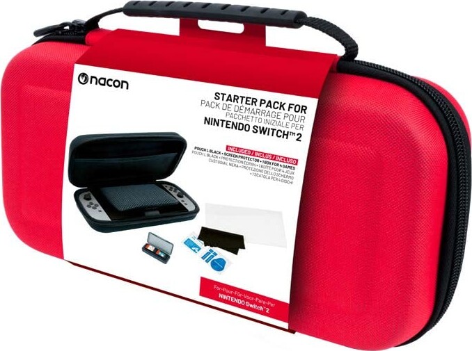 Essential Pack Til Nintendo Switch Ii - Hårdtaske, Skærmbeskyttelse Og Opbevaringsboks Til 4 Spil (rød)