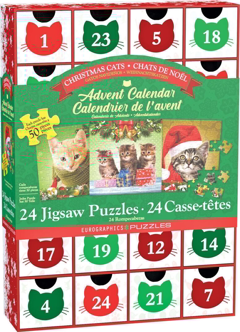 Puslespil Julekalender - Julekatte - 24 X 50 Brikker - Eurographics