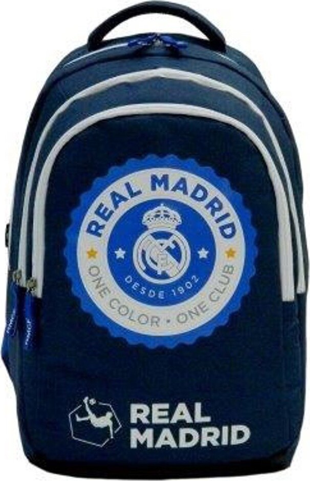 Real Madrid - Skoletaske Til Børn - Euromic - Mørkeblå Hvid